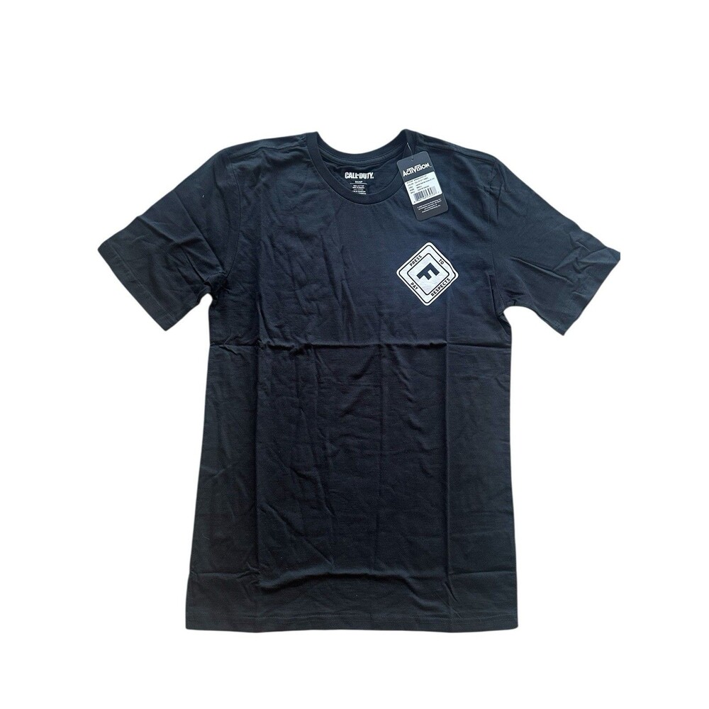 NWT Call of Duty Men's S Press F To Pay Respects Black Short Sleeve T-Shirt NEW